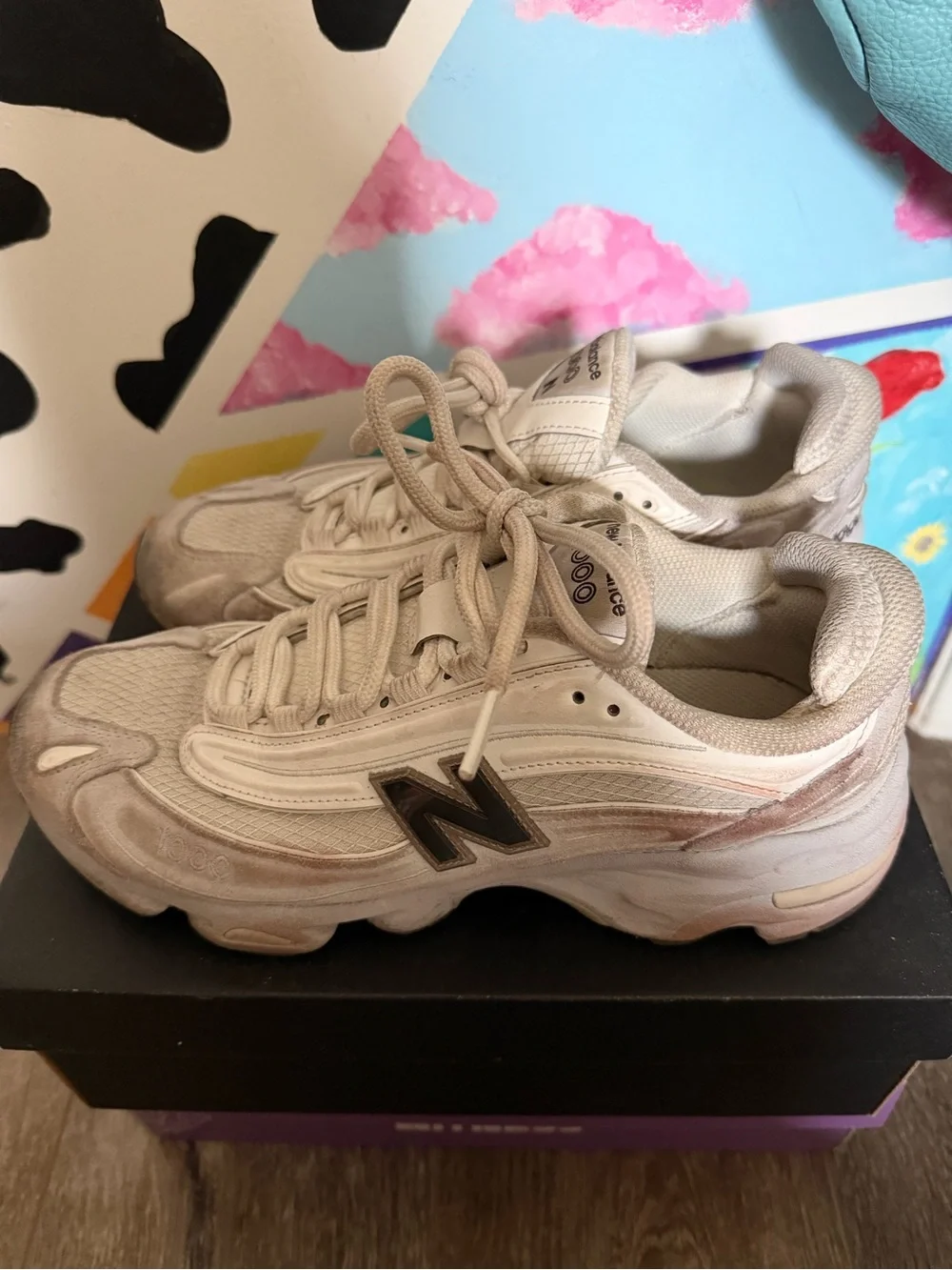 New Balance Kids Beige and White Cushioned Sneakers